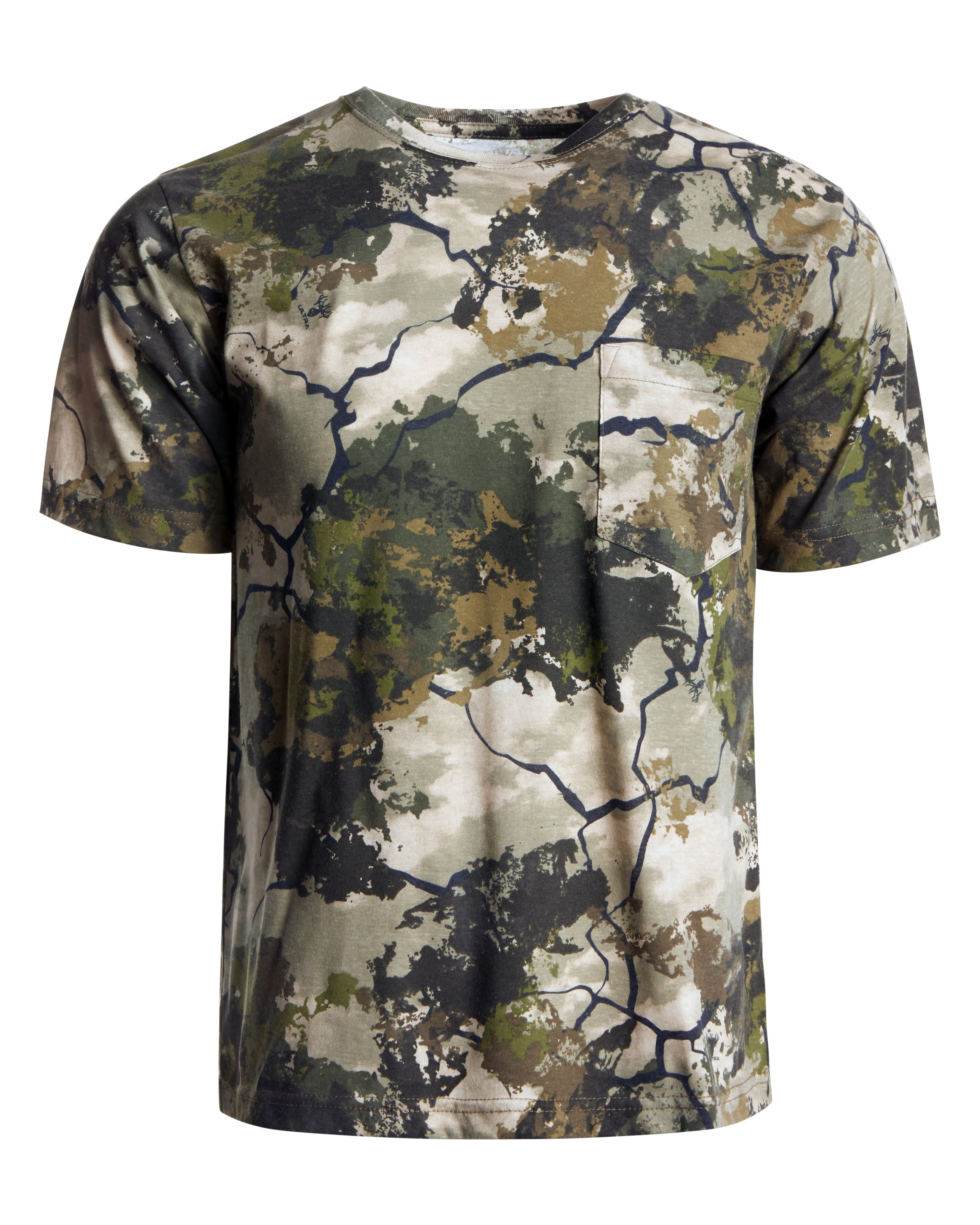 S Short-Sleeve Round-Neck T-Shirt in Army Green Camouflage Pattern, Casual And * Plus Size S Short-Sleeve Round-Neck T-Shirt in Army Green Camouflage Pattern, Casual And * Plus Size