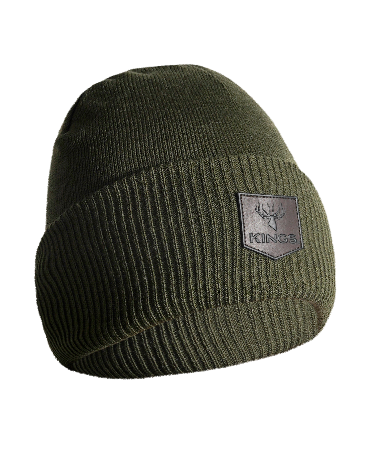 Cuffed Leather Patch Beanie | Kings Camo